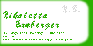 nikoletta bamberger business card